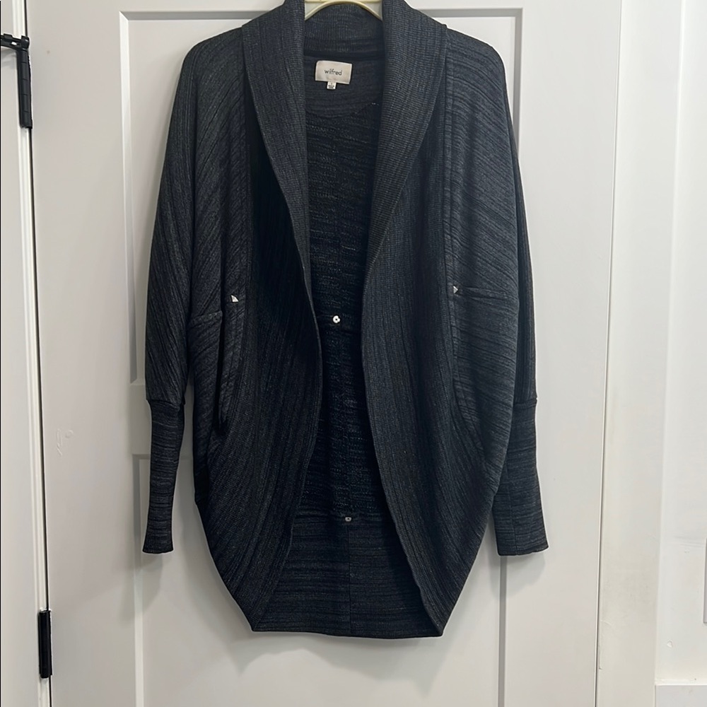 Wilfred Black Gray Open Front Cardigan